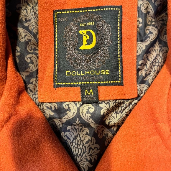 Delicious Vibrant Orange Pea Coat - Picture 3 of 4